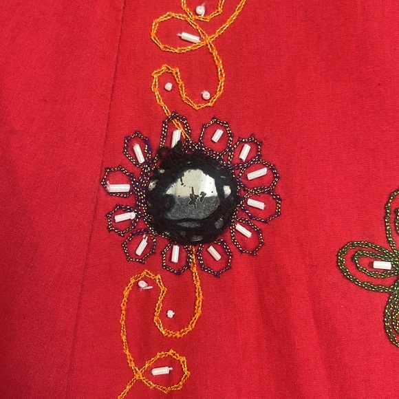 Chaudry red flare embellished skirt from India size medium - Picture 2 of 10